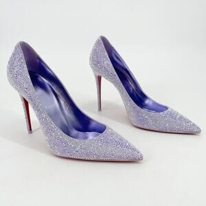 Christian Louboutin Kate 100 Strass Lilac Crystal Pointed Toe Heels EU 39.5